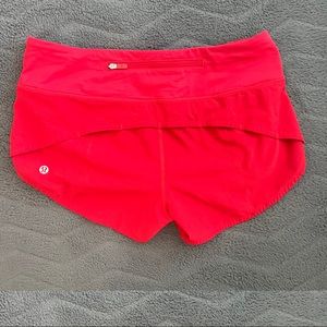 Dark red lululemon Speed Up shorts